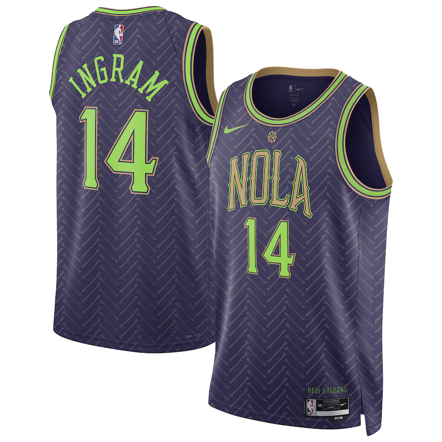 Men New Orleans Pelicans #14 Brandon Ingram Nike Purple City Edition 2024-25 Swingman Player NBA Jersey->new orleans pelicans->NBA Jersey